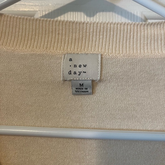A New Day Cream V-Neck Sweater Soft Knit - Picture 2 of 3